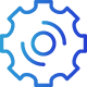 cog icon in light blue to dark blue gradient